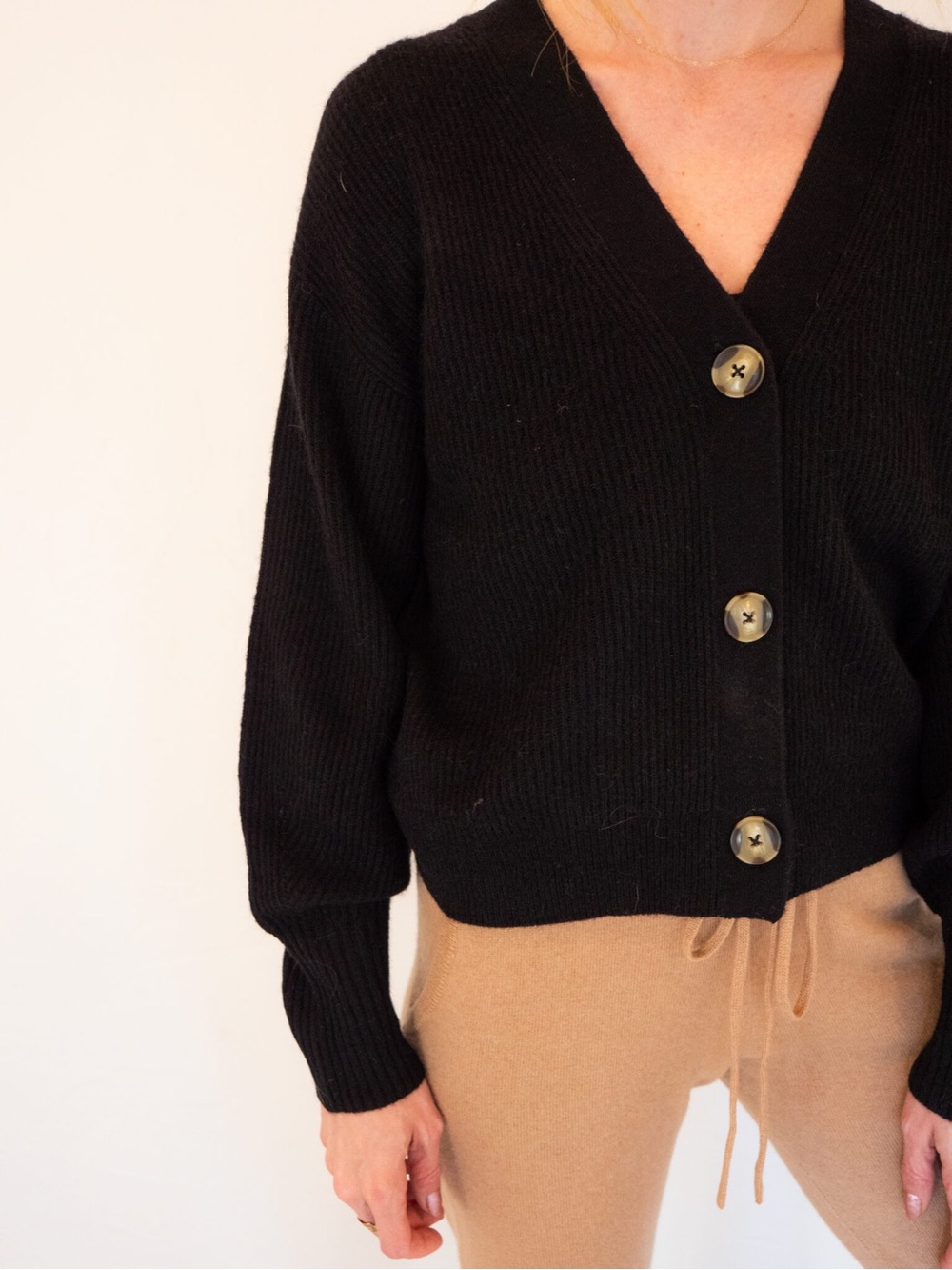 NWT Quince Baby Alpaca cropped cardigan -  Black Women's XS